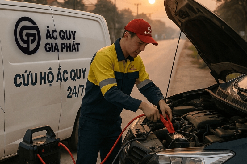 Quy trình cứu hộ ắc quy ô tô 5 bước của Gia Phát