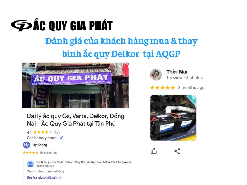 Đánh giá của khách hàng đã mua và thay lắp bình ắc quy Delkor tại Ắc Quy Gia Phát: